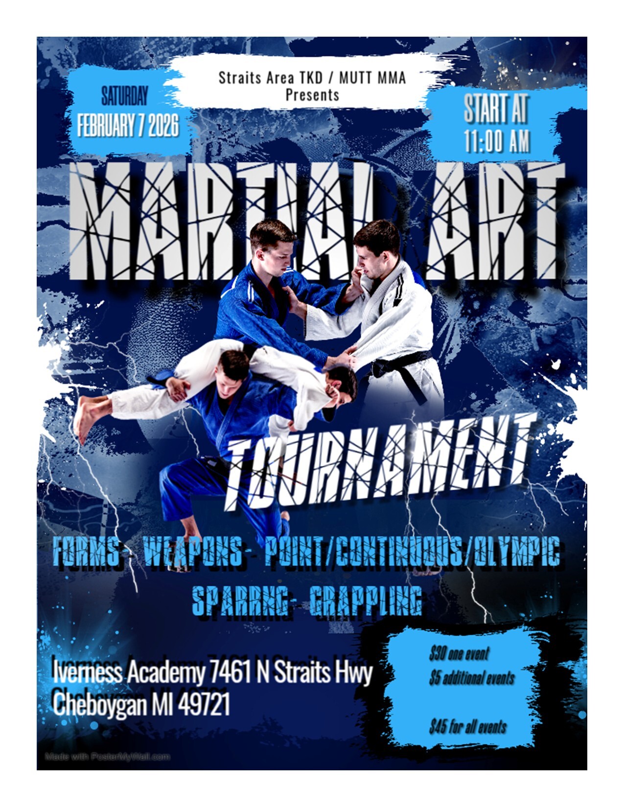 Straits Area TKD and Mutt MMA Tournament flier